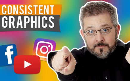 dave in front of multicolored background with youtube facebook and instagram icons and the workds consistent graphics